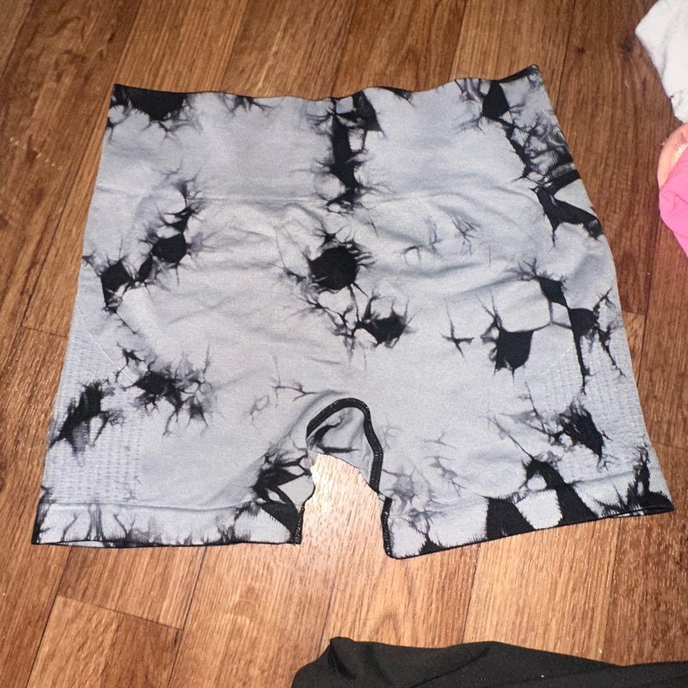 Gray and Black Tie-Dye Shorts